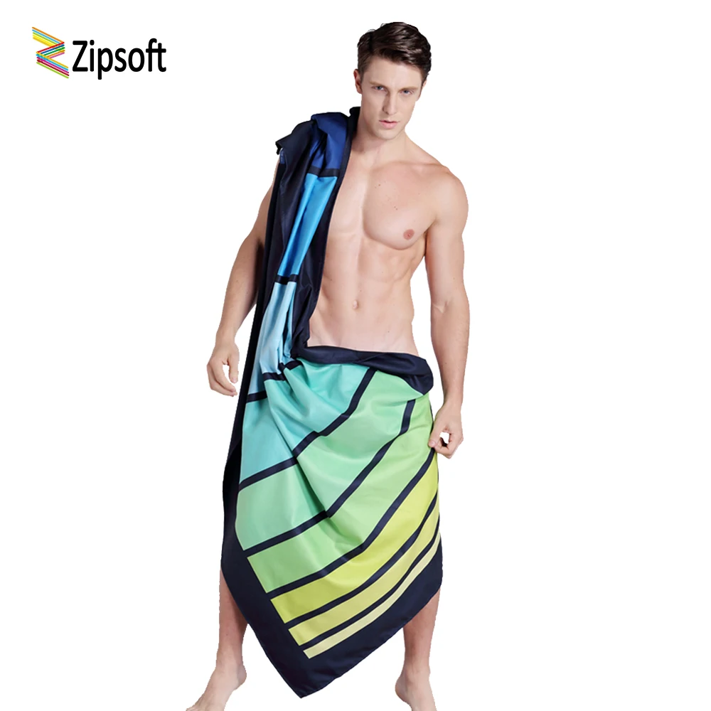 Zipsoft Velký Plážový Ručník pro Dospělé, Tištěné Kostkované Proužek z Mikrovlákna rychleschnoucí Plage Cestování Tábor Sportovní Plavání Vana 2021
