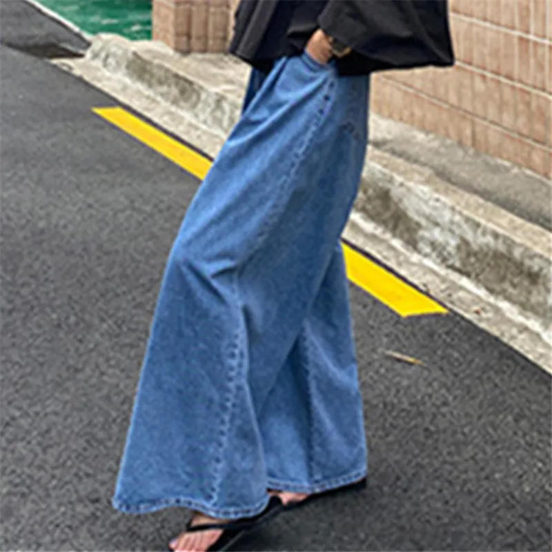 Volný Styl Ženy Denim Široké Nohy Kalhoty Harajuku Streetwear Holky Vysokým Pasem Džíny Kalhoty Podzim Ženy Oblečení